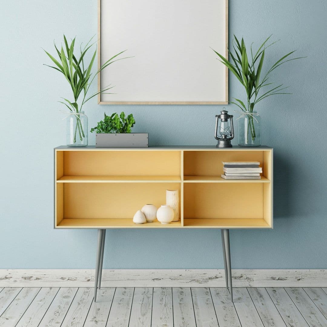 Kommode in Gelb offen