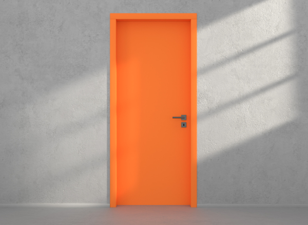 Door with material