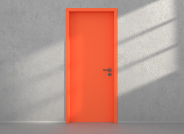 Door with material